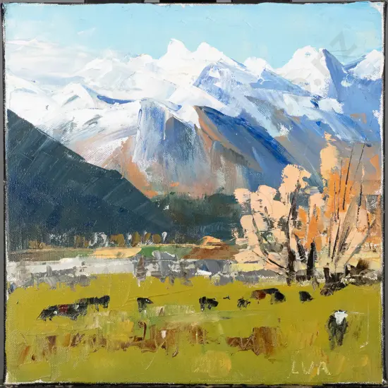 Lynley Van Alphen 2021 - boxed oil on canvas "Dart Valley #2, Glenorchy" H-260 W-260