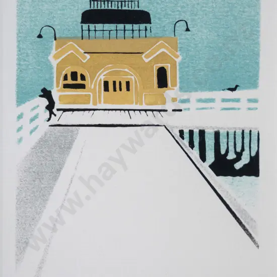 illegible signature - framed ltd edition print - pier  H-145 W-100