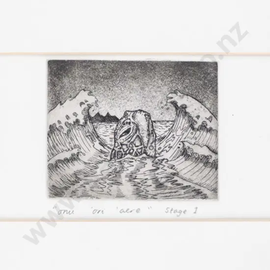 Josh McMillan - framed triptych etching 1/1 "onu, ori, aere" Stage 1 H-90 W-380