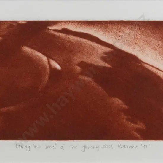 Kyla Cresswell '98 - framed lithograph "Leaving the land of the glowing skies" H-105 W-270