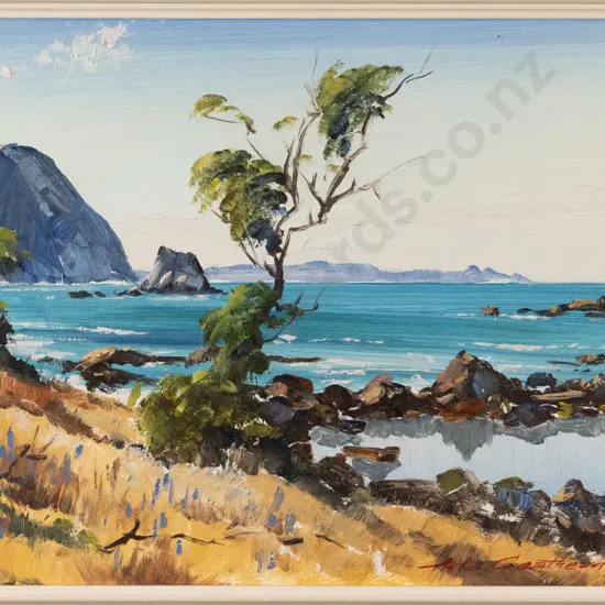 Aston Greathead '68 - framed oil "Kaikoura Coast" H-260 W-380