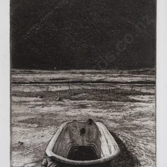 Grahame Sydney June 1980 - framed etching 2/25 "Dogtrials" H-140 W-105