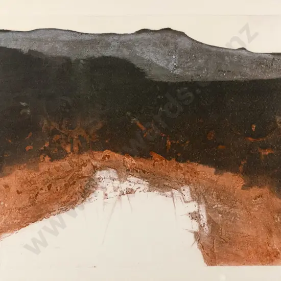 illegible signature - framed lithograph - landscape H-390 W-490