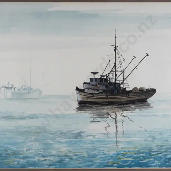 Frank Reed 1982 - framed watercolour "Dawn Departure" H-430 W-570