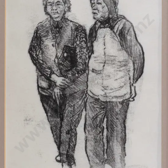 Clark Esplin 1988 - framed pastel "Friends, Hong Kong" 330 W-200