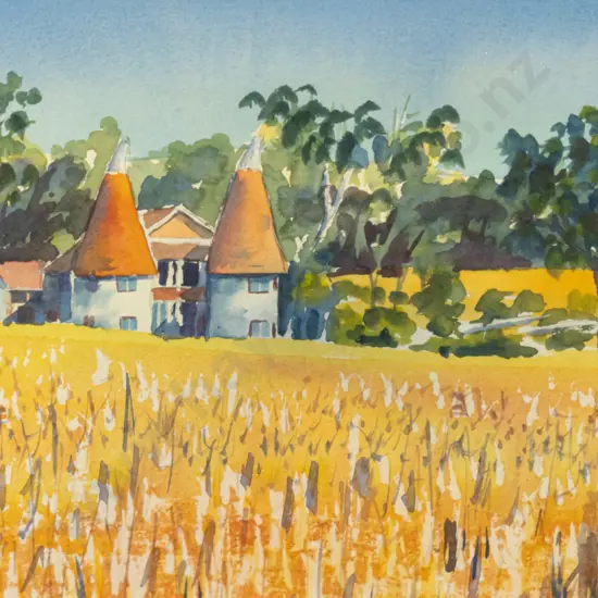 Ron Esplin - framed watercolour "Oast House" H-190 W-280