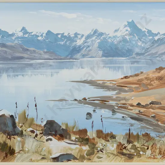 Aston Greathead - framed oil "Mt Cook, Lake Pukaki" H-270 W-380