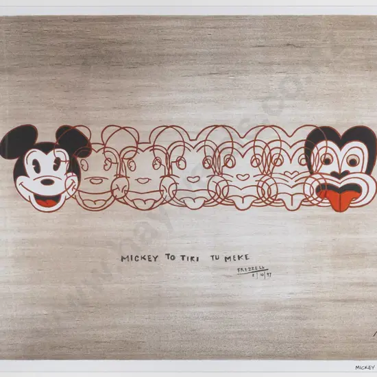 Dick Frizzell 1997 - signed print "Mickey To Tiki Tu Meke" H-440 W-680
