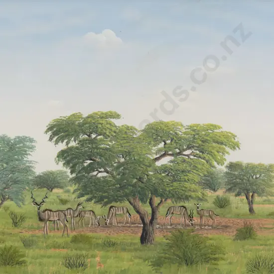 Paul Kiddo  - framed oil - African grazing animals H-260 W-390