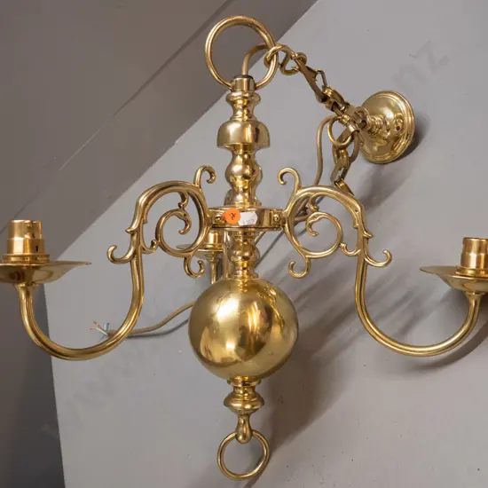 brass 3-light ceiling light fitting (has been rewired according to note) H-430 D-430