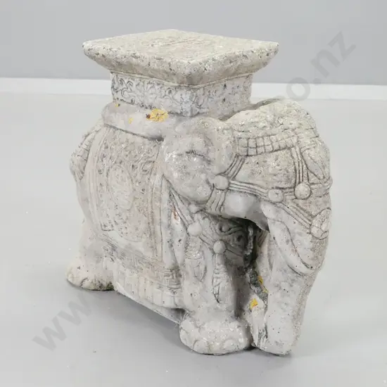 small cast concrete asian style elephant garden figure or plant stand H-370 L-400 W-200