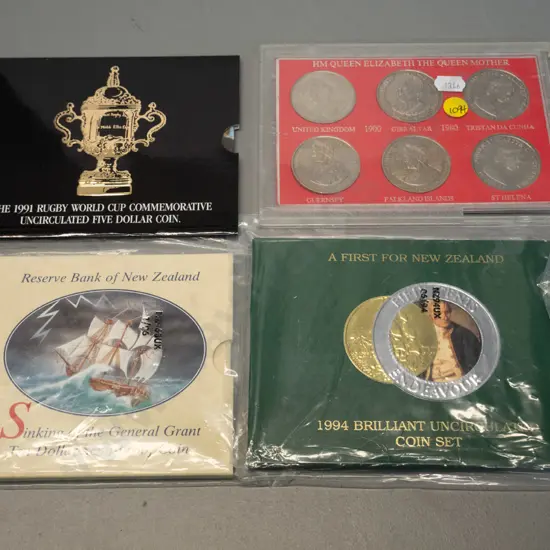 1991 rugby world cup uncirculated five dollar coin, Queen Mother coin set
