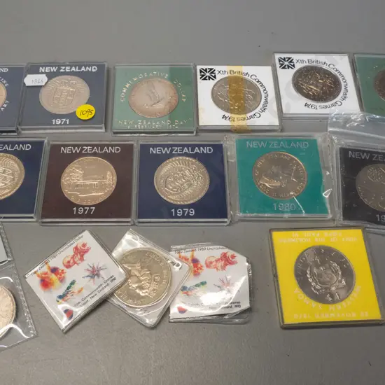 16 assorted NZ commemorative coins, date range 1969-1989
