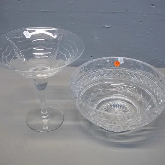 2 cut crystal items - Stuart fruit / salad bowl H-100 D-200 and an English comport