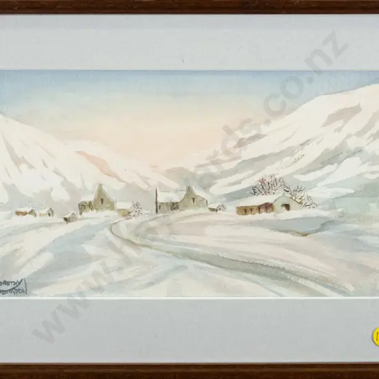 Dorothy Waddington - framed watercolour "Winter in Burrowdale - Cumbria" H-150 W-270