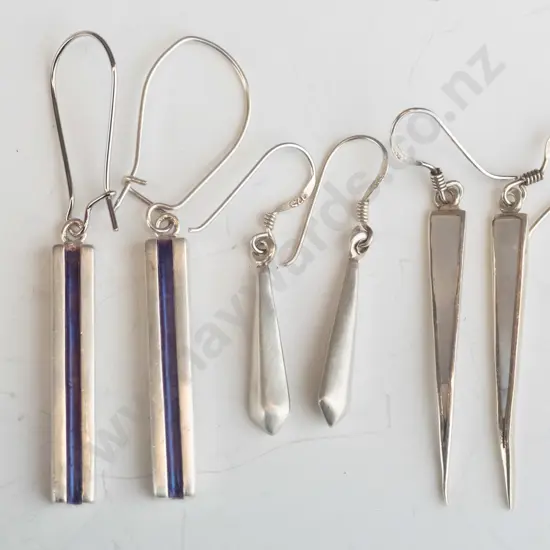 3 pairs of silver earrings all stamped 925