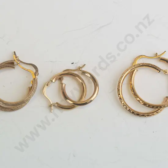 3 pairs hoop earrings