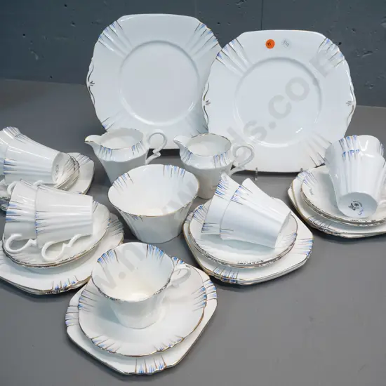 vintage Royal Albert tea ware - 9 trios, 2 cake plates, 2 jugs, sugar bowl etc.