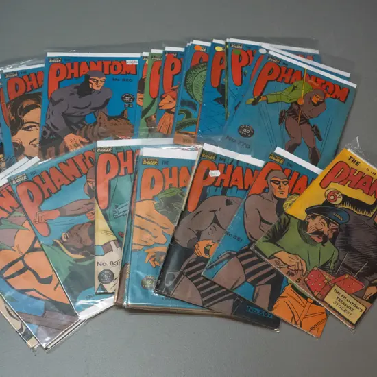 27 assorted Phantom comics - various reprints and reproductions etc, some have stickers, writing or stamps, first one is