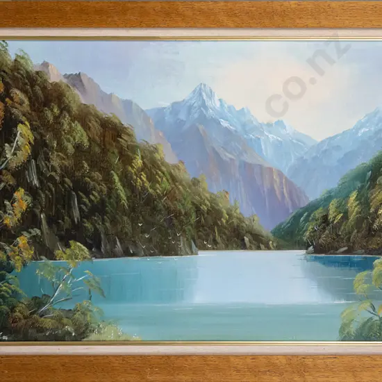 Don Parlane '84 - framed oil - Doubtful Sound H-450 W-750