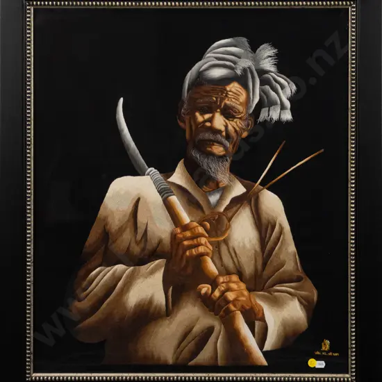 framed Vietnamese needlework - male portrait H-610 W-530