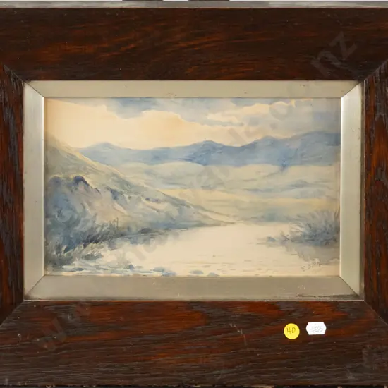EB Blunt 1905 - framed watercolour -lake & mountain scene H-170 W-270