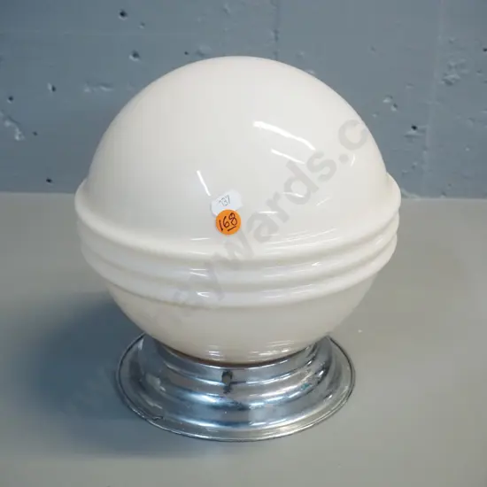 deco pink / beige ribbed glass globe ceiling light shade with chrome journal H-220 D-230