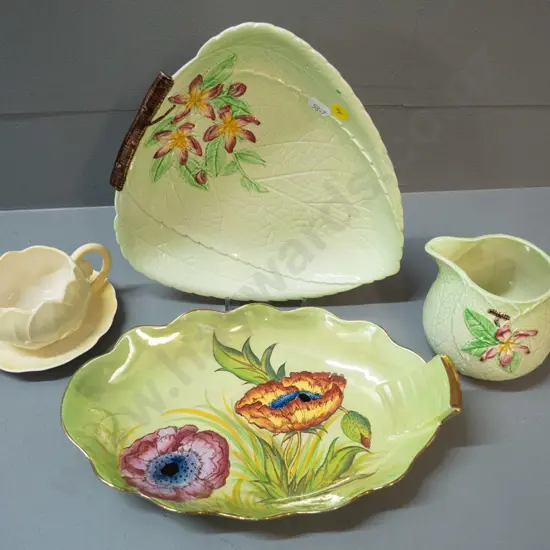 4 pieces Carlton Ware - lustre biscuit dish, buttercup small sauce boat, dogwood pattern plate and jug