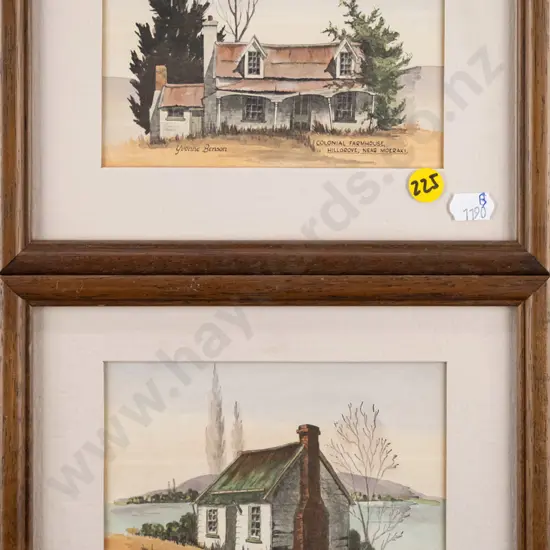 2x framed Yvonne Benson hand coloured prints - Moeraki, Te Anau Each H-95 W-140