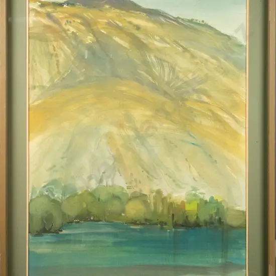 Heather Francis - framed watercolour "Kawerau Arrow junction" H-750 W-550 (slight warping)