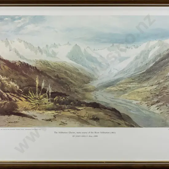 framed historic print - The Ashburton Glacier H-330 W-530