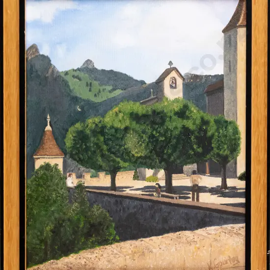 K Gourley 2003 - framed acrylic "European Holiday" H-240 W-190