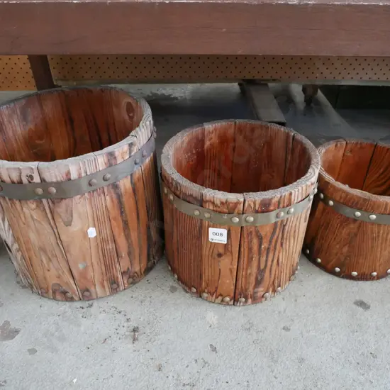 3x wooden graduated jardinieres 