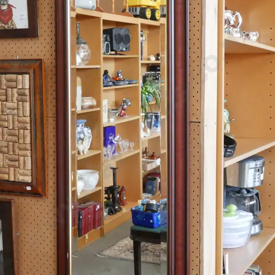 wood framed wall mirror