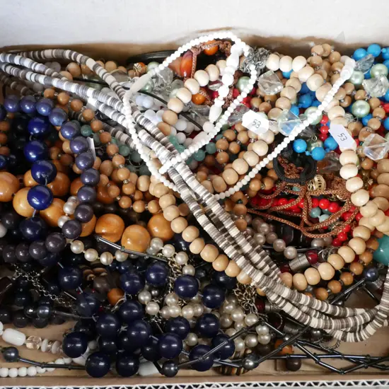 box of beaded necklaces