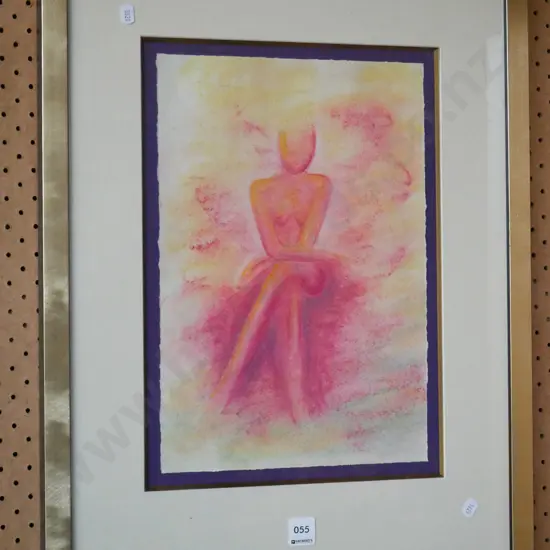 framed pastel - seated female
