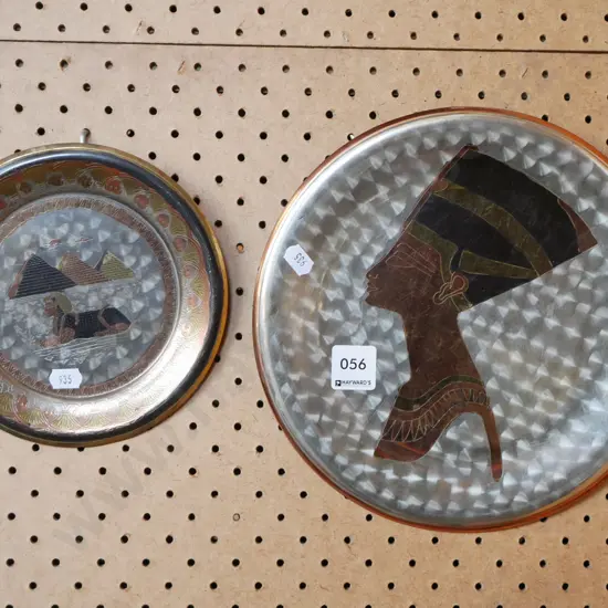 2x etched brass and copper wall chargers