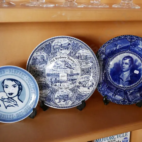 Plunket plate, Old Sydney Town plate, Robbie Burns plate - has crack