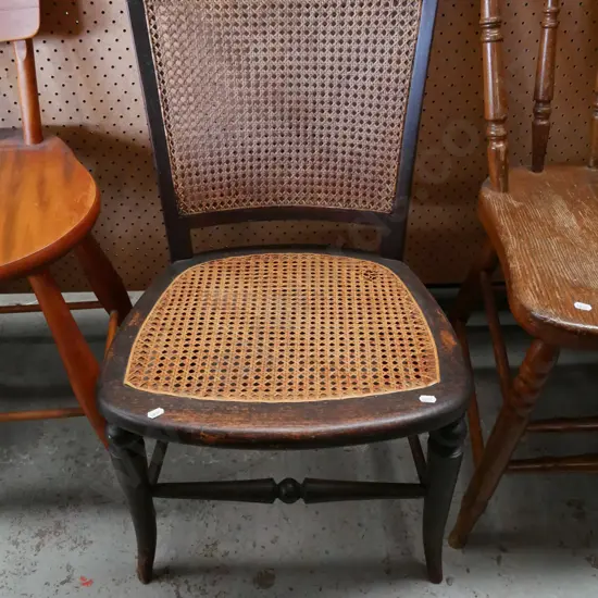 oak and rattan chair - small hole to cane