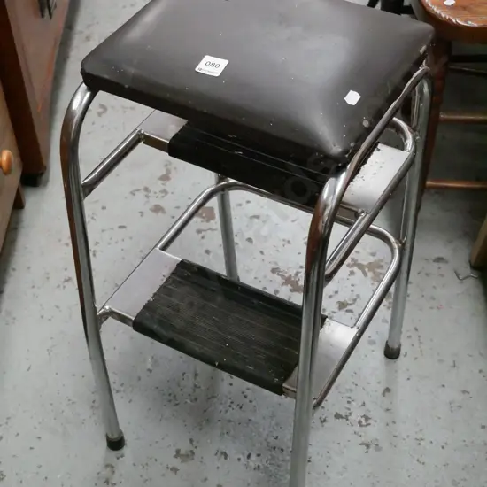 chrome and vinyl top kitchen step stool