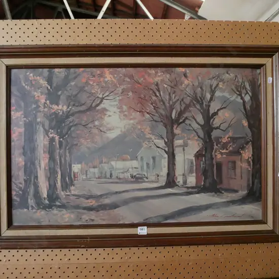 framed Aston Greathead print - Arrowtown - slight water damage