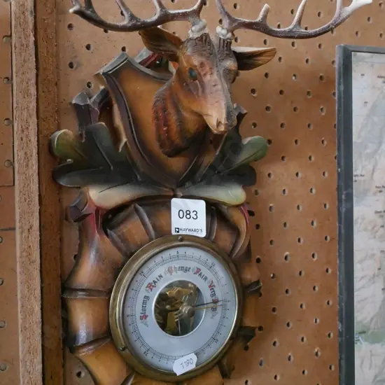 plastic stag head wall barometer