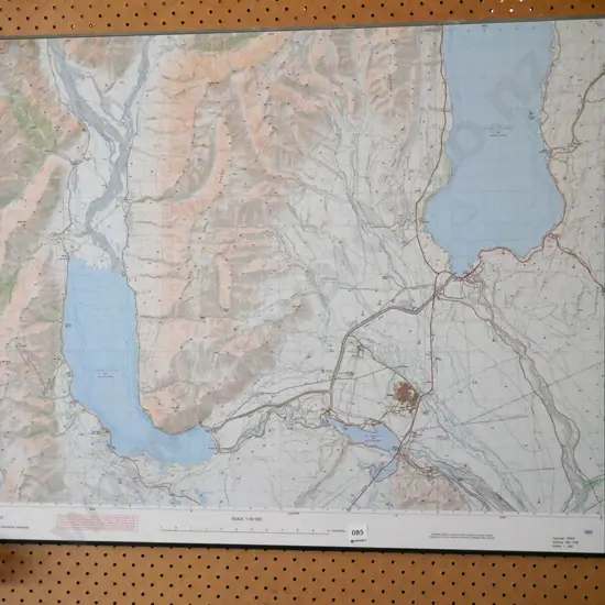 Ohau and Pukaki topographical map on board