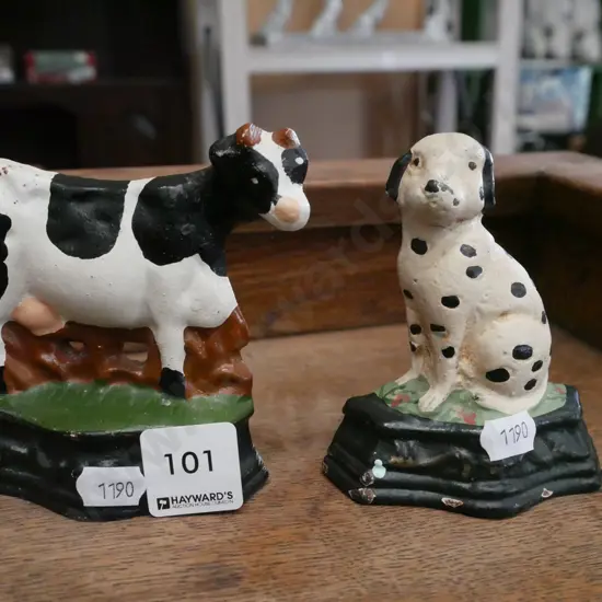 2x small cast iron door jams H-100