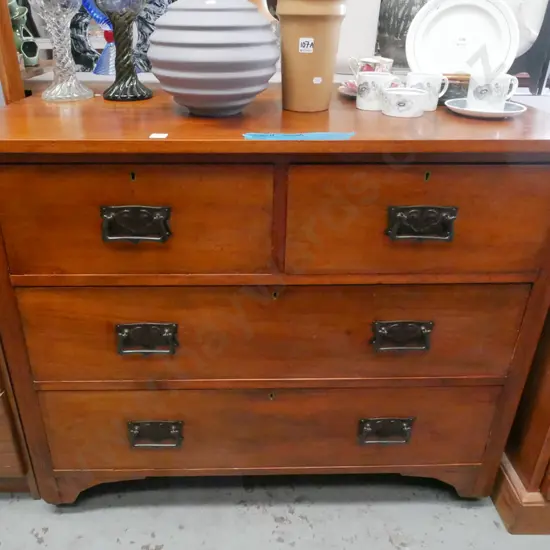 Edwardian 4 drawer rimu chest - kerosene smell inside drawers H-890 W-1070 D-480