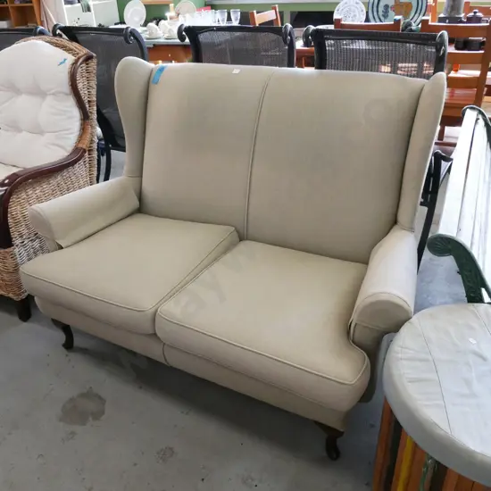 olive green wingback 2 seater settee H-1000 W-1390 D-740