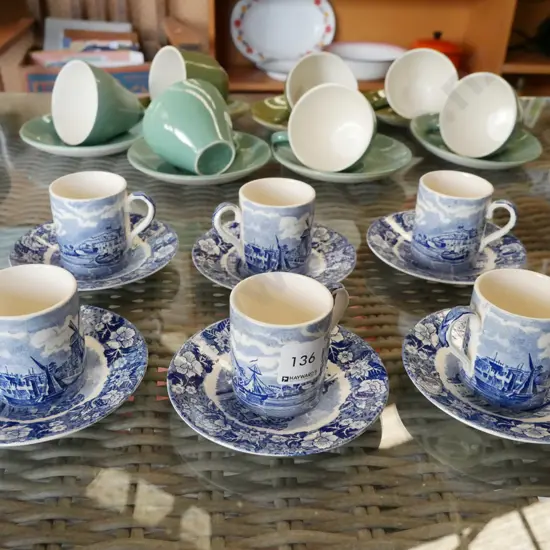 6 Palissy demitasse cups and saucers