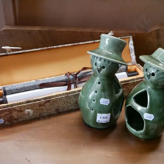 2x tea candles, Asian scroll