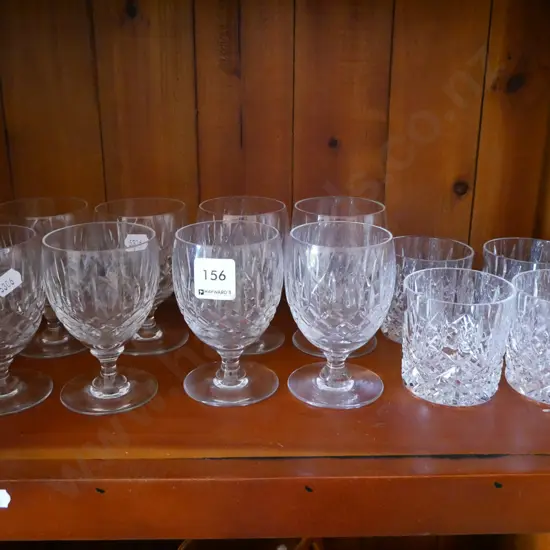 4x cut crystal whisky tumblers, 8x wine glasses