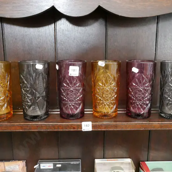 6x coloured glass tumblers